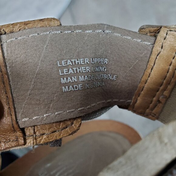 Miz Mooz Shoes Womens Size 7.5 Maddie Taupe Brown Leather Heeled Sandals - Picture 3 of 10